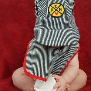 Baby Engineer bib, hat and cup set